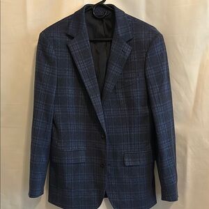 Bonobos Blue Wool Blazer with Classic Plaid Design
